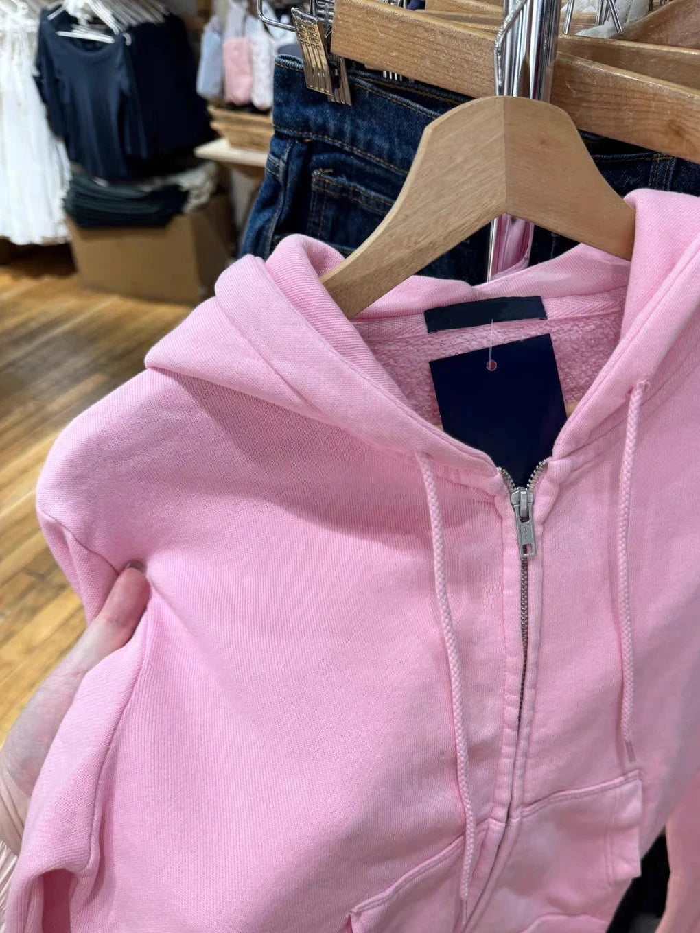 New Pink Zip-up Hoodie Woman Autumn Slim Zipper Drawstring Hooded Long Sleeve Cotton Sweatshirt Sweet Prppy Style Cute Crop Tops