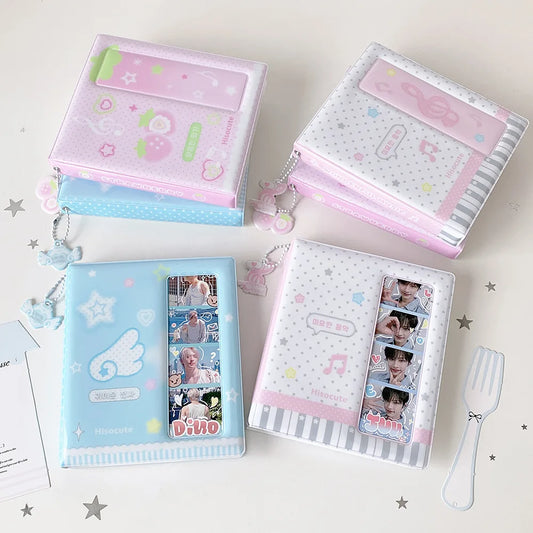 Kpop Korean Cartoon Strawberry Life 4 Grid Photo Card Holder Fashion Cute Girl Idol Photo Storage Card Album Polaroid Album Gift