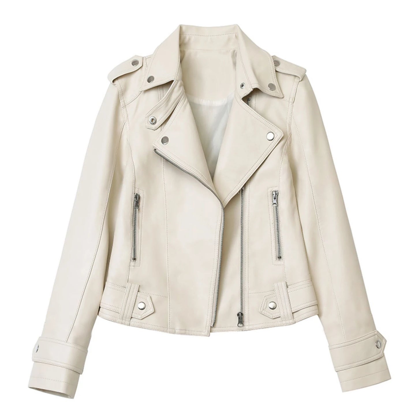 Autumn Short Jacket Solid Female Moto Biker Jackets Thin Ladies Cool Faux Leather Jacket Slim Short Leather Outwear