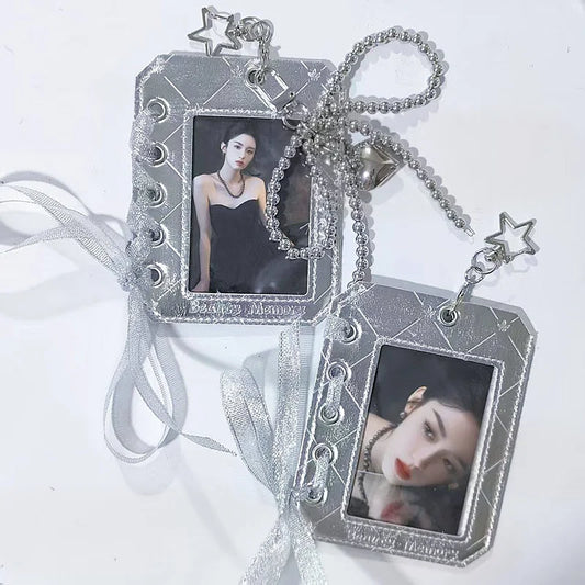 PU Leather INS Card Holder Kpop Photo Cards Sleeves Idol Card Display ID Card Cover 3inch Photocard Protective Cases Keychain