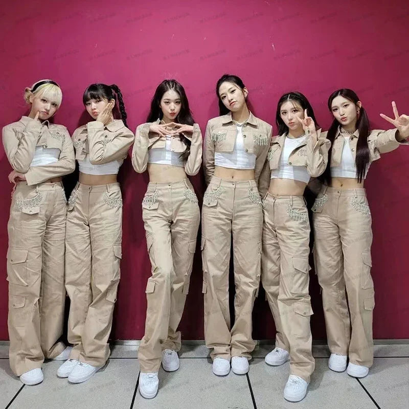 Kpop Crop Top & Cargo Pants Set | Inspired by Wonyoung