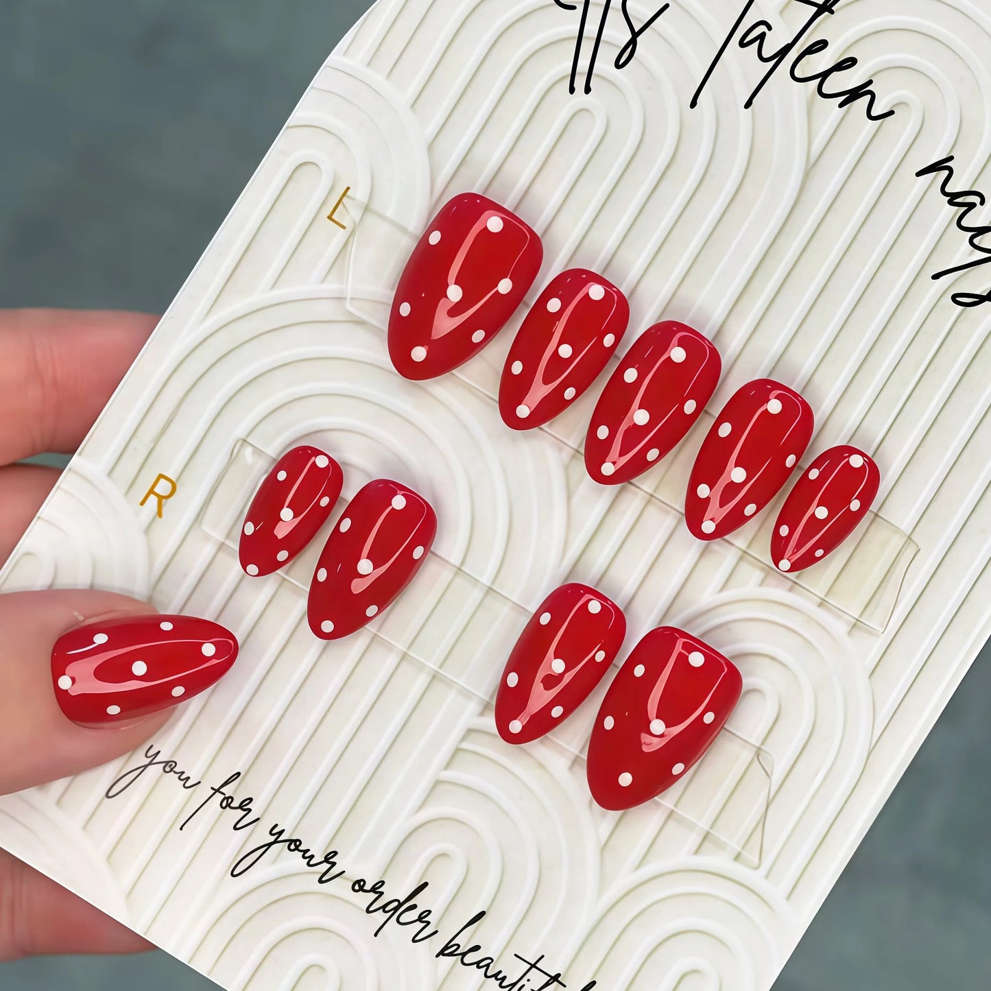 30Pcs Fake Nails Sweet Pink French Polka Dots Bows and Playful Cherries—Press-On Nails Perfect as Gifts for Girls and Friends
