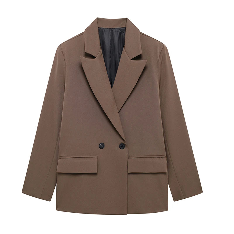 Double Breasted Notched Collar Loose Blazer with Pockets | Inspired by Neslihan Atagül