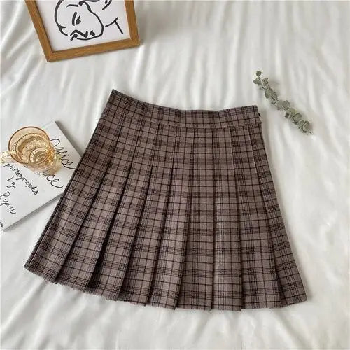 Women A-line Skirt Plaid Pleated Dress Plaid Short Skirt Y2k Vintage Vintage Streetwear Sweet Kawaii Harajuku Funky Sexy