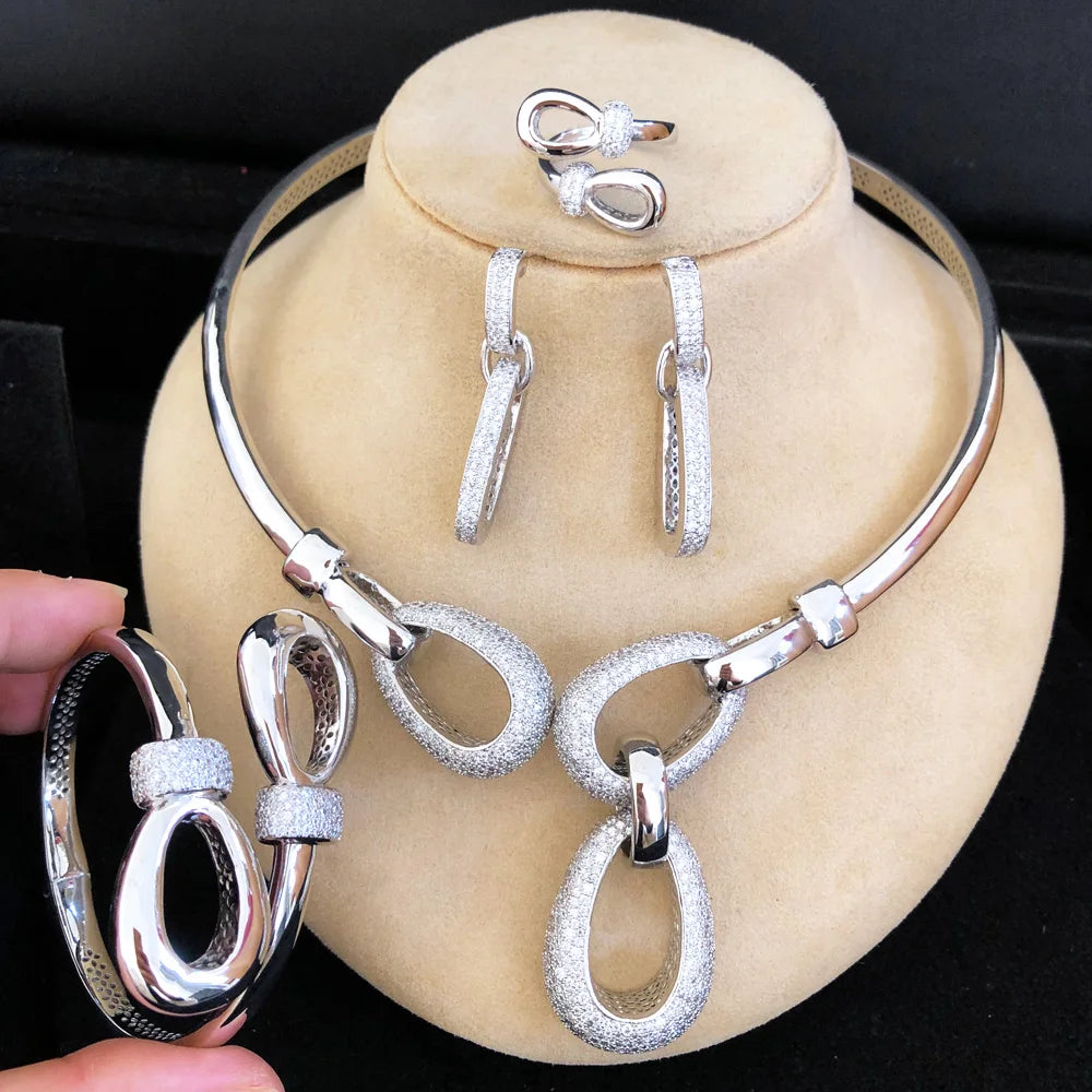 GODKI New Charms Lariat  African Cubic Zircon CZ Nigerian Jewelry set For Women Wedding Dubai Bridal Accessory