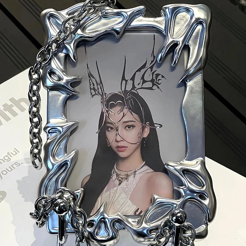 Electroplate Photocard Holder Kpop Photo Card Frame Idol Photo Display Stand Kpop Photo Card Protector Storage Packaging Box