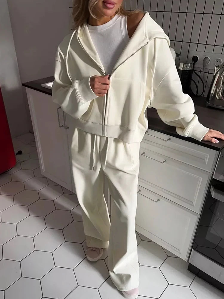 Beautiful Women's Tracksuits with A Zipper and A Hood Trousers Pink Two Piece Set Women Blue Classic Pant Sports Suit for Spring