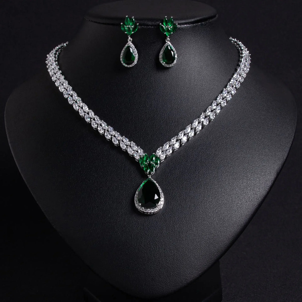 Oil Painting CZ Necklace & Earrings Jewelry Set | Inspired by Esra Bilgiç