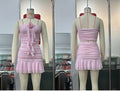 Pink Strapless Crop Top & Ruffled Mini Skirt Set | Inspired by Özlem
