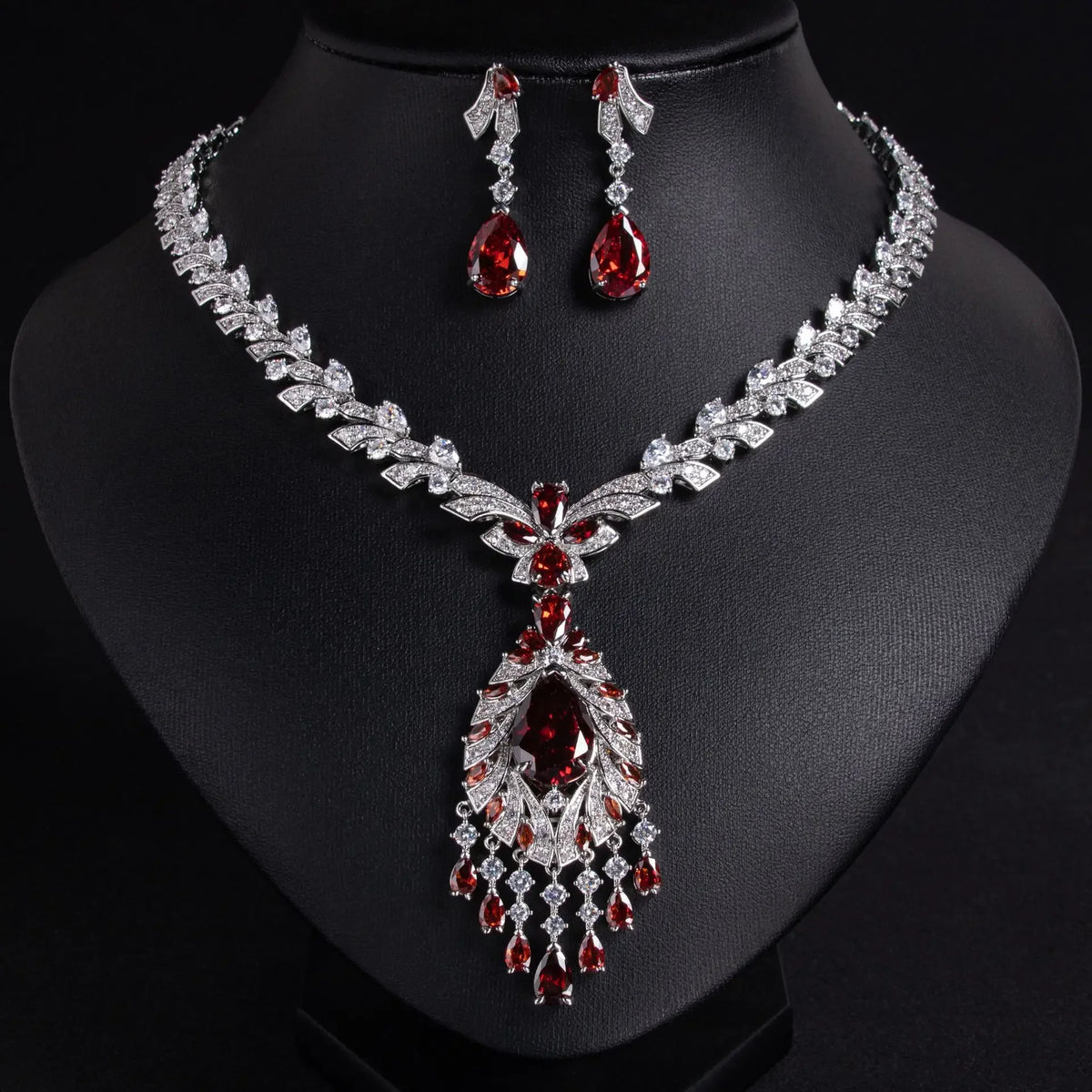 Oil Painting CZ Necklace & Earrings Jewelry Set | Inspired by Esra Bilgiç