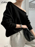 Slash Neck Knit Sweater | Meri