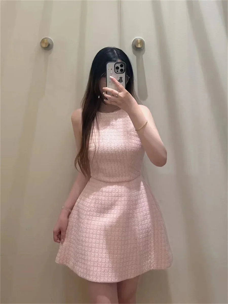 Slim Fit Sleeveless Dress for Women's Tweed Spring and Summer New Style Dress