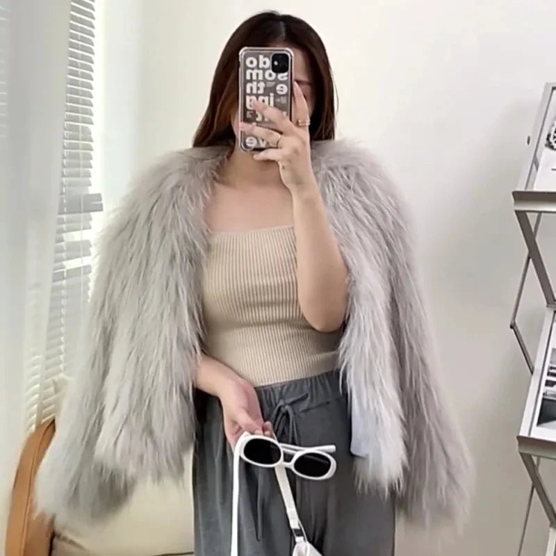 2025 Autumn/Winter New Imitation Fur Coat for Women Short Slim Young Style Hairy Coat Thicken Outer Wear Female Short Fur Coats