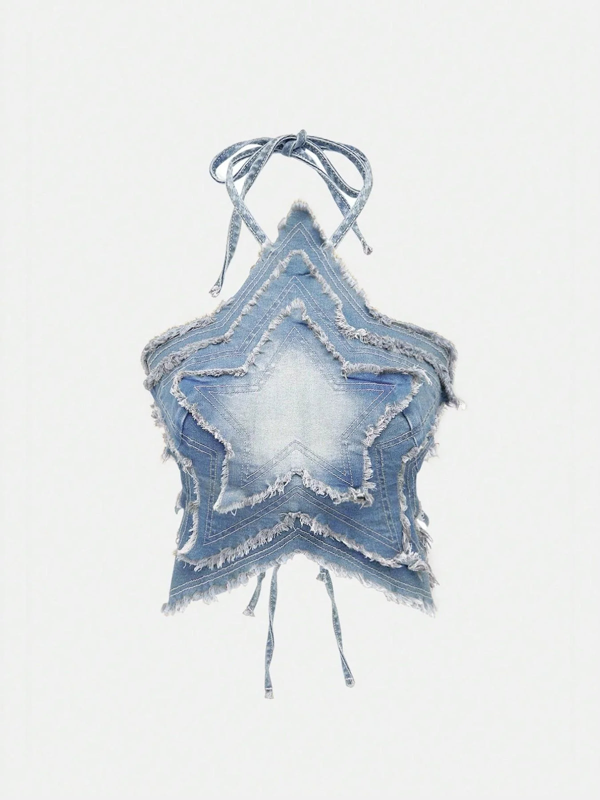 Gradient Denim Star Halter Backless Crop Tee | Inspired by Ningning