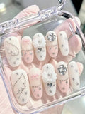 Milky White Angel Clover Star Press-On Nails