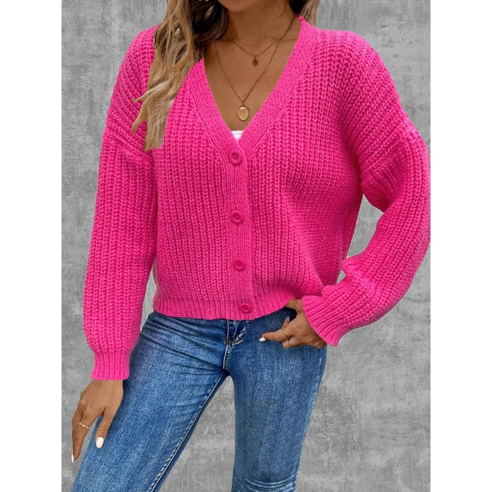V-Neck Single Breasted Loose Knit Cardigan Coat | Inspired by Özge Törer