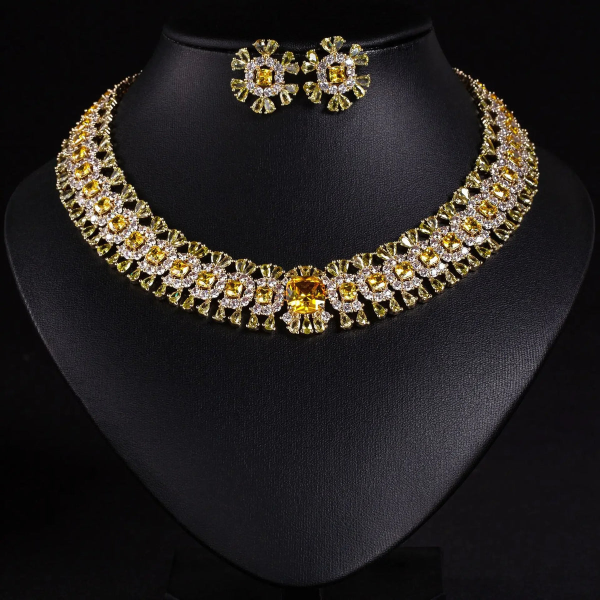Oil Painting CZ Necklace & Earrings Jewelry Set | Inspired by Esra Bilgiç