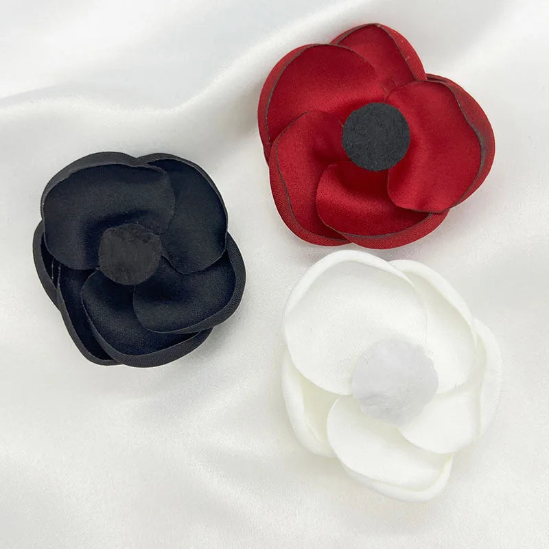 5pcs 5CM Black Red Ivory Soft Fabric Rose Flower For Wedding Dress Home DIY Hats Shoes Clothing Decoration