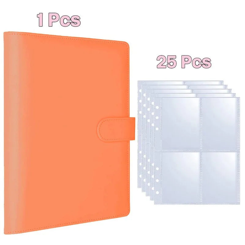 Kpop Photocard Binder with 25 pages 4-Pocket Card Collector Album with 200 Card Slots PU Leather Cover Organizing Cards