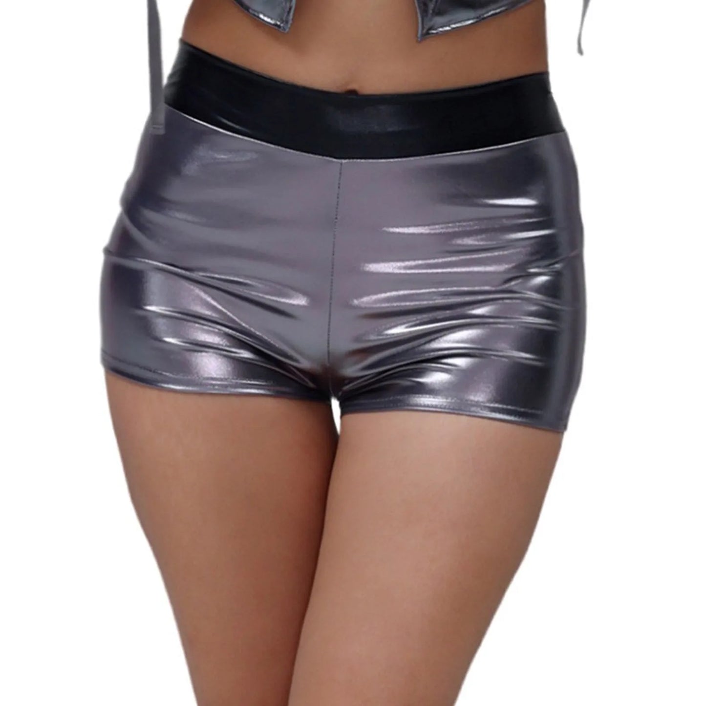 Women Glitter Tank Tops Sexy Backless Lace Up Party Club Metallic Shiny Crop Tops Low Waist Shorts Rave Festival Trendy Outfits