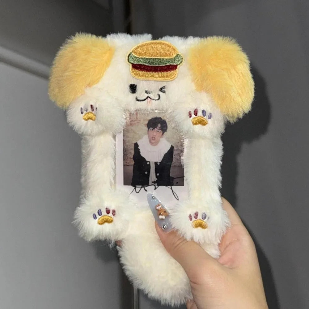Cartoon Multifunctional Photocard Case Plush Big Eared Rabbit/Border Collie Card Case Rabbit/Dog/Cat Photo Card Holder Students
