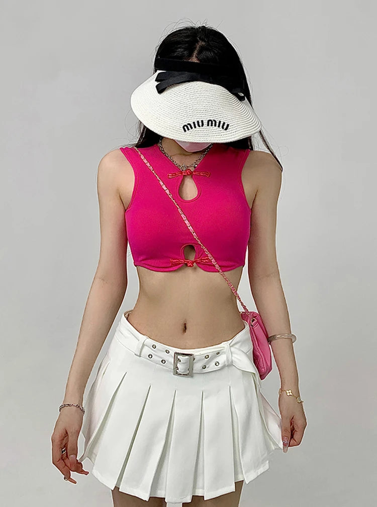 Summer Skorts High-quality Sexy A-LINE Safety Skirts Pleated Skirt Half Length Short Skirt Belt Fashion Women