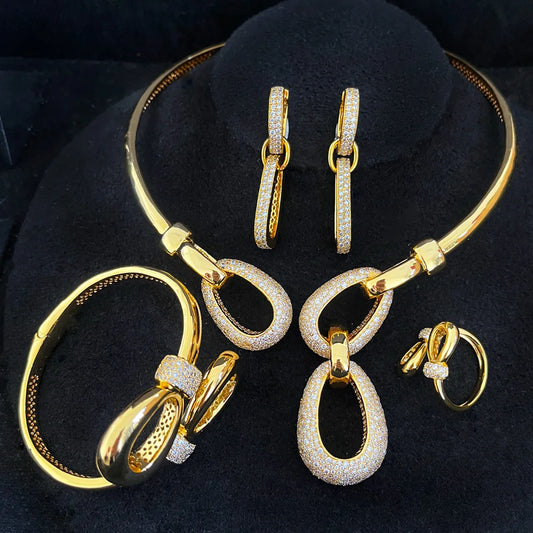 GODKI New Charms Lariat  African Cubic Zircon CZ Nigerian Jewelry set For Women Wedding Dubai Bridal Accessory