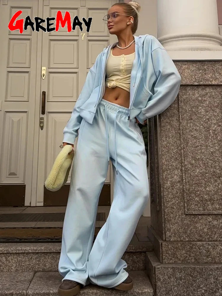Beautiful Women's Tracksuits with A Zipper and A Hood Trousers Pink Two Piece Set Women Blue Classic Pant Sports Suit for Spring