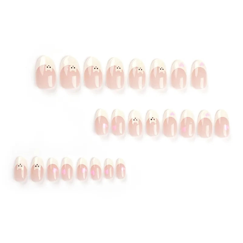 24pcs Cheap Love Wear Nail Almond Medium Press on Nails Cute Removable Beige Long False Nails Summer Korean Removable Nail Art