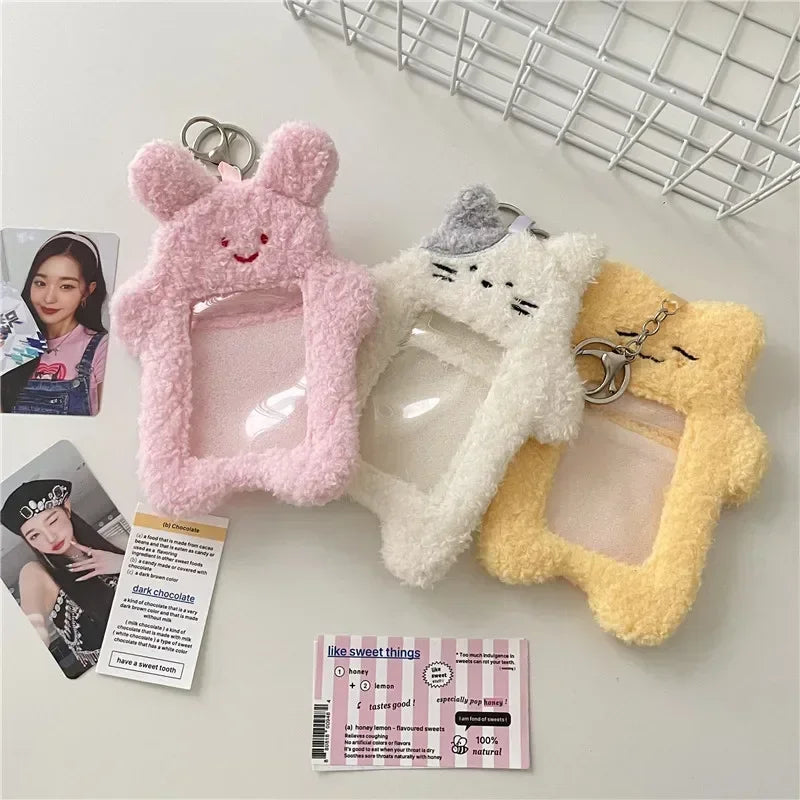 Kawaii Plush Photocard Holder Keychain