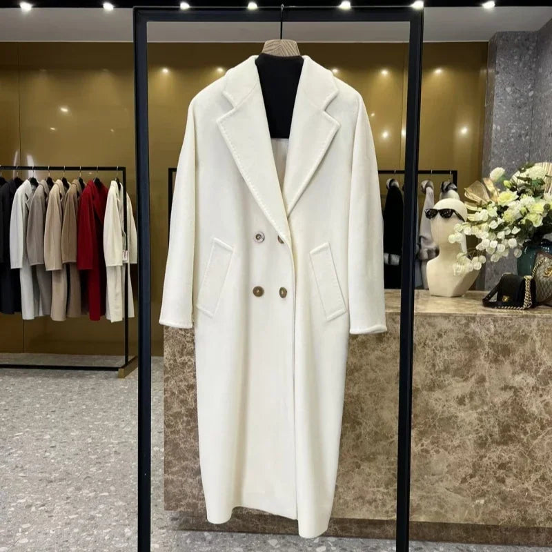 101801 Italy imported double-sided cashmere coat for women medium and long 2025 new original woolen coat for women