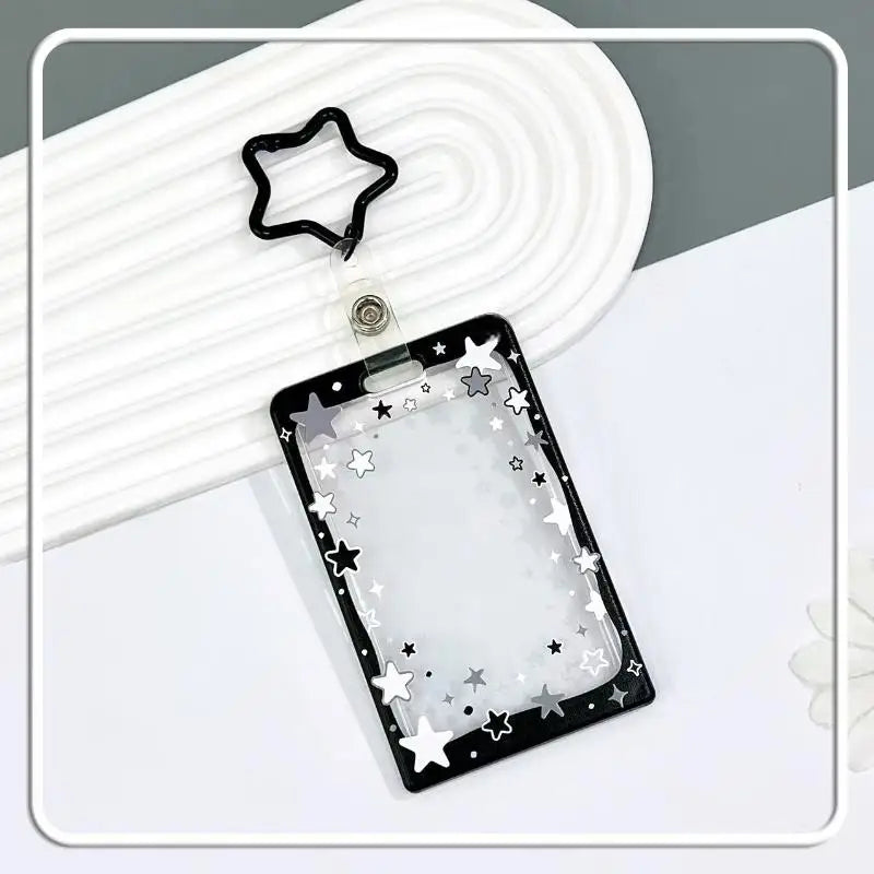 Star Sliding Cover Card Holder Transparent Portable ID Protector Kpop Photocard Case Student School Card Bus Card Holder