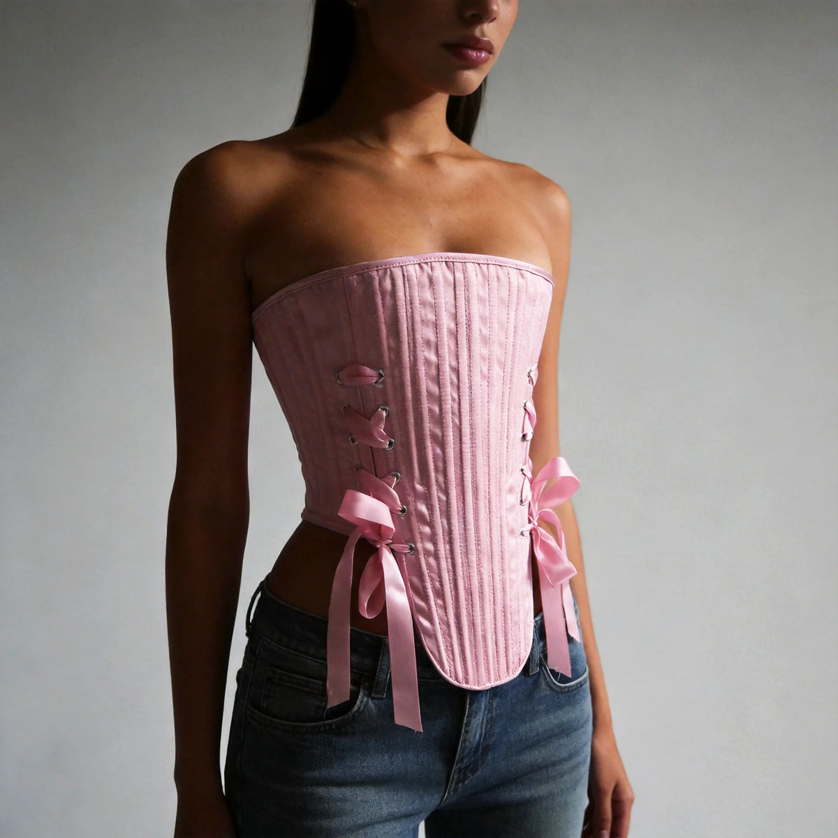 Satin Boned Corset Bustier Body Shaping Bodice | Inspired by Özge Törer