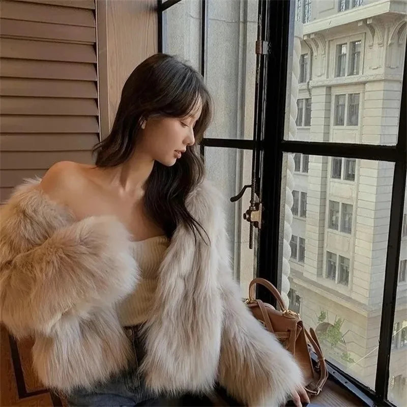 2025 Autumn/Winter New Imitation Fur Coat for Women Short Slim Young Style Hairy Coat Thicken Outer Wear Female Short Fur Coats