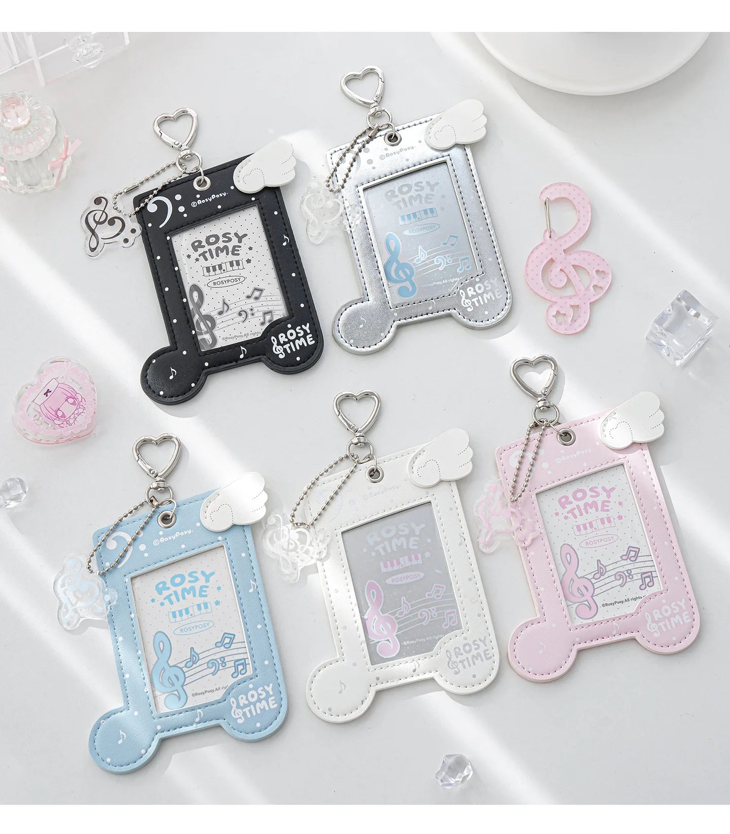 Musical Photocard Holder PU Leather Photo Card Sleeves Photo Album Backpack Charms Kpop Card Binder Cover Photo Card Keyring