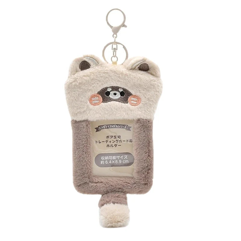 3 Inch Kpop Binder Plush Photocards Holder Keychains Hamster Cat Bear Panda Instax Mini Photo Album for Photographs Korea Idol