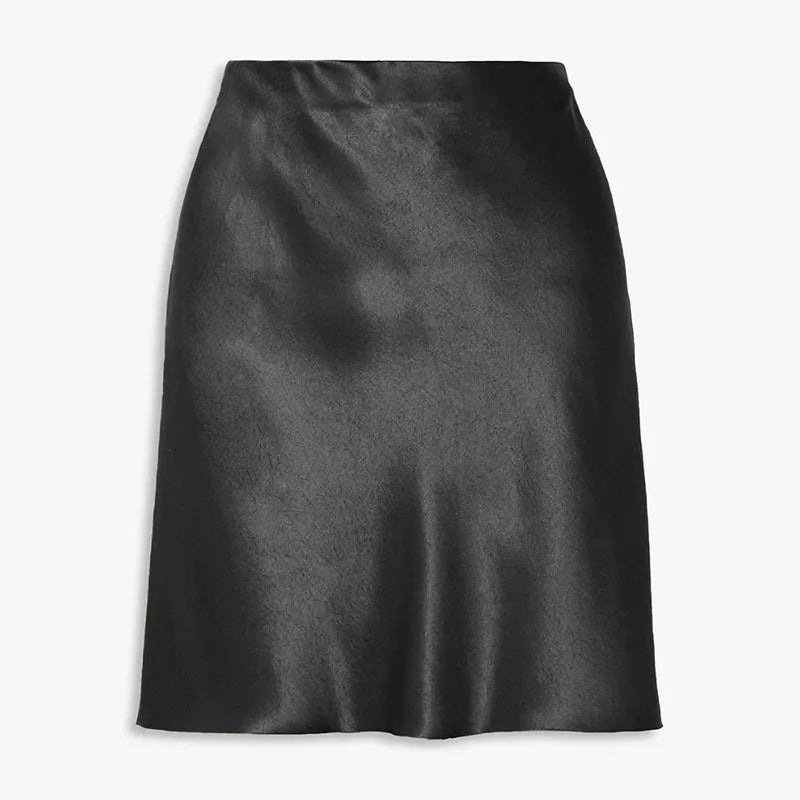 Women Fashion Acetate Short Skirts Elegant High Waist Evening Party Satin Skirts Female 2026 Summer Casual Champagne Mini Skirt