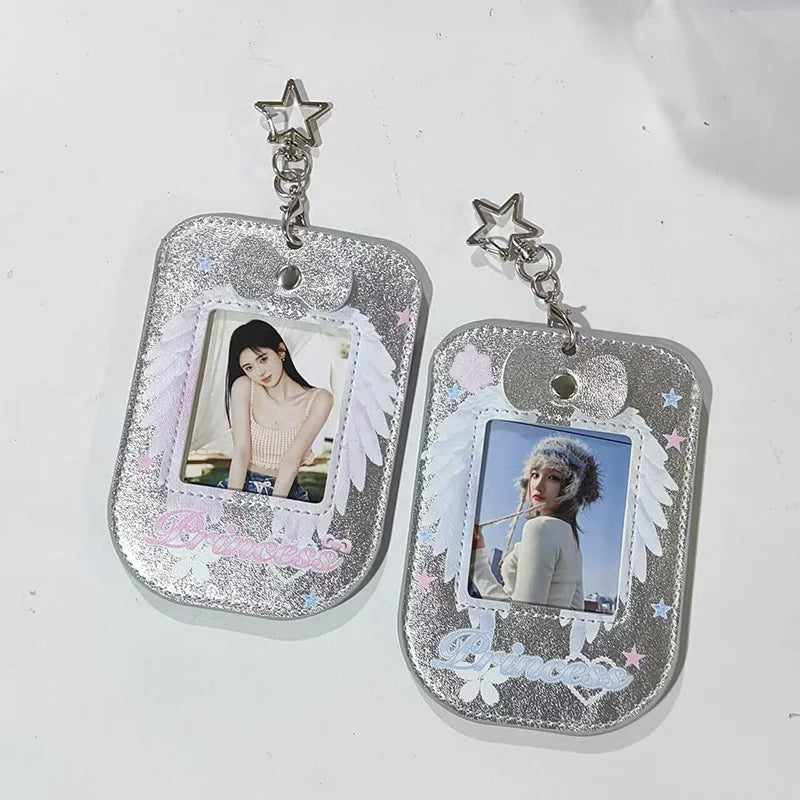 PU Leather INS Card Holder Kpop Photo Cards Sleeves Idol Card Display ID Card Cover 3inch Photocard Protective Cases Keychain