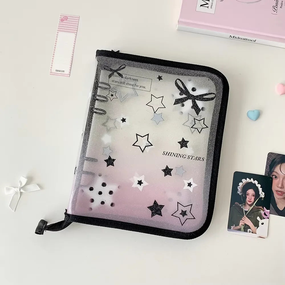 Hot selling Korean INS Fashion A5 PVC Zipper Loose leaf Album Cute Girl Idol Photos 4-Grid Storage Card Holder Photo Frame Gifts