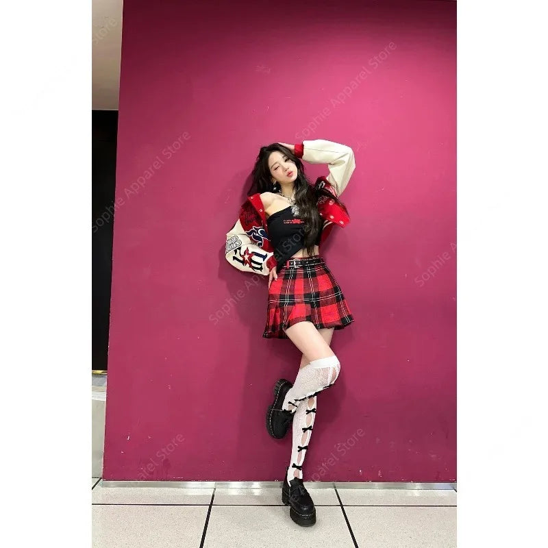 Korean Ive K-pop Stage Outfit Women Concert Outfits Hip-Hop Street Dancewear Performance Costume Baseball Jacket Loose