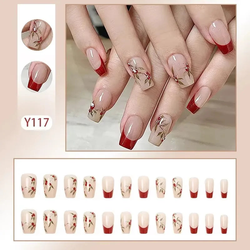 24pcs Cheap Love Wear Nail Almond Medium Press on Nails Cute Removable Beige Long False Nails Summer Korean Removable Nail Art