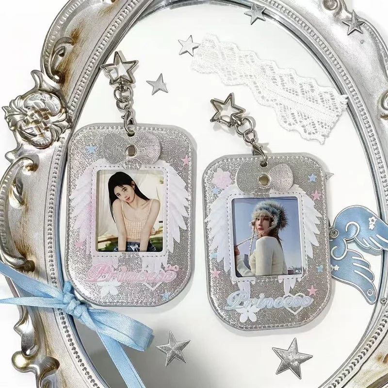 PU Leather INS Card Holder Kpop Photo Cards Sleeves Idol Card Display ID Card Cover 3inch Photocard Protective Cases Keychain