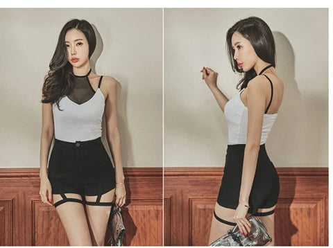 Kpop Girl Group LISA Women Dancer Sexy Hot Girl Outfits Hip-Hop Street Dancewear Korean Jazz Costume Black Elastic Tight Shorts