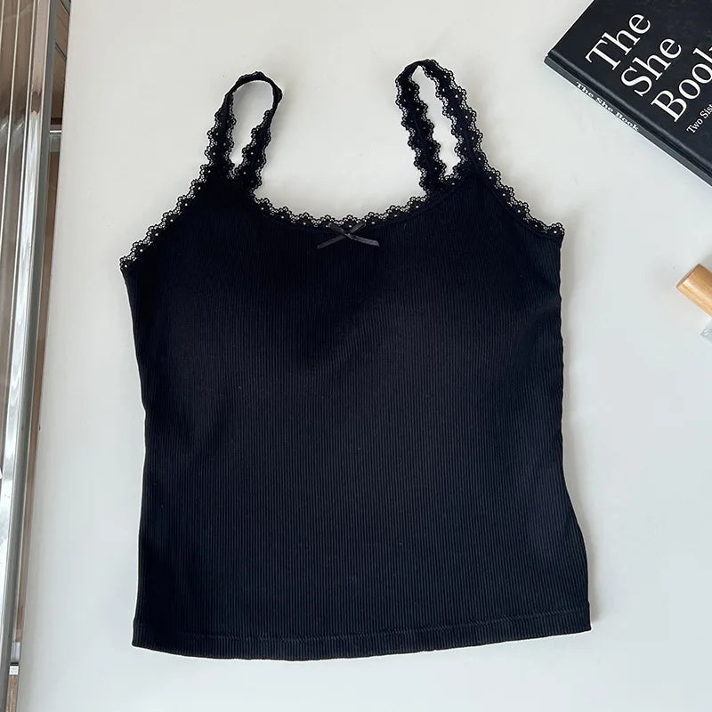 New Lace Backless Bralette One-Piece Strap Vest Women with Chest Pad Inner And Outer Wear Top