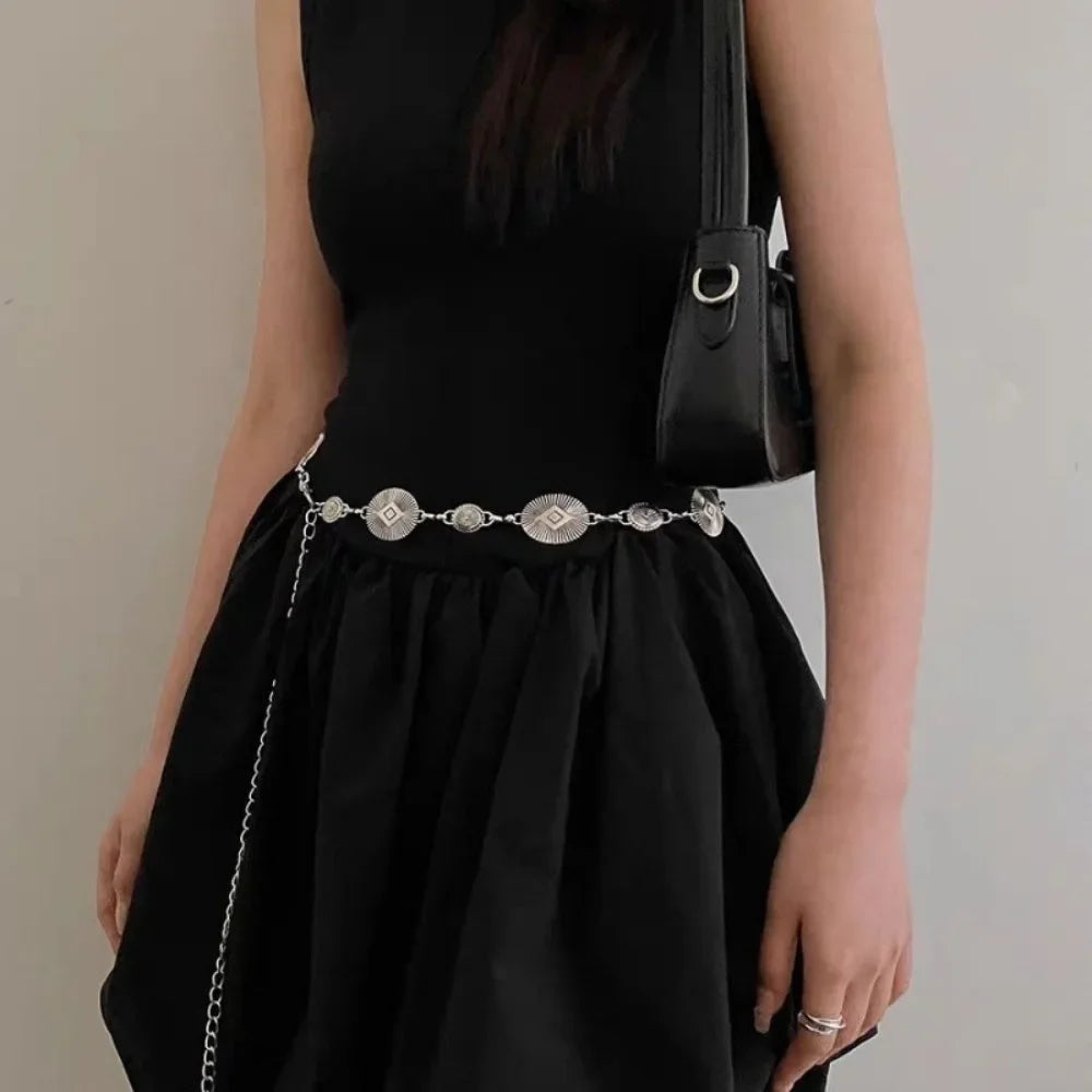 Sexy Silver Waist Chain Accessories Ethnic Design Retro Women's Belt Chain Metal Chain Belly Chain for Women