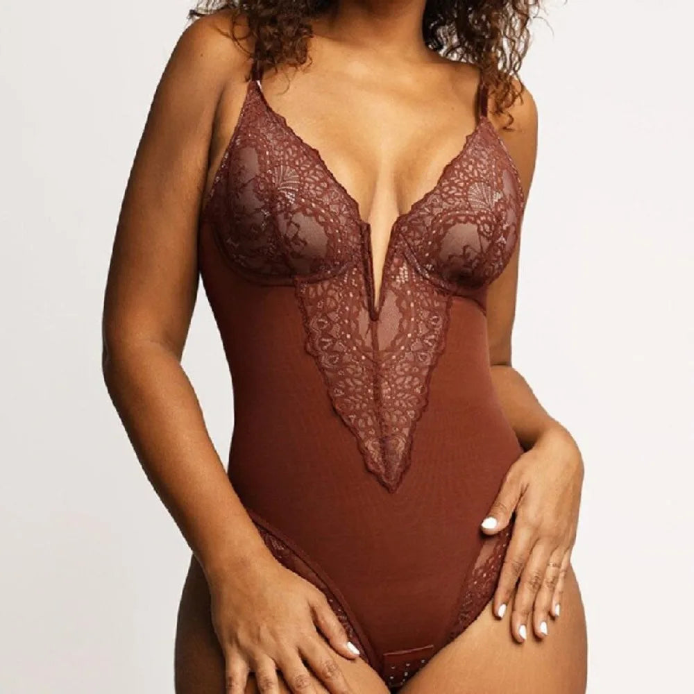 Fashionable Comfortable Lace Hollow Jumpsuit Sexy Shapewear Women's Abdominal Shaping