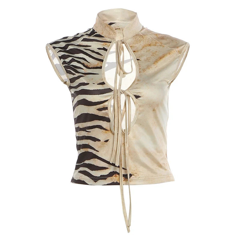 Tiger Print Hollow Tank Top | Inspired by Hilal