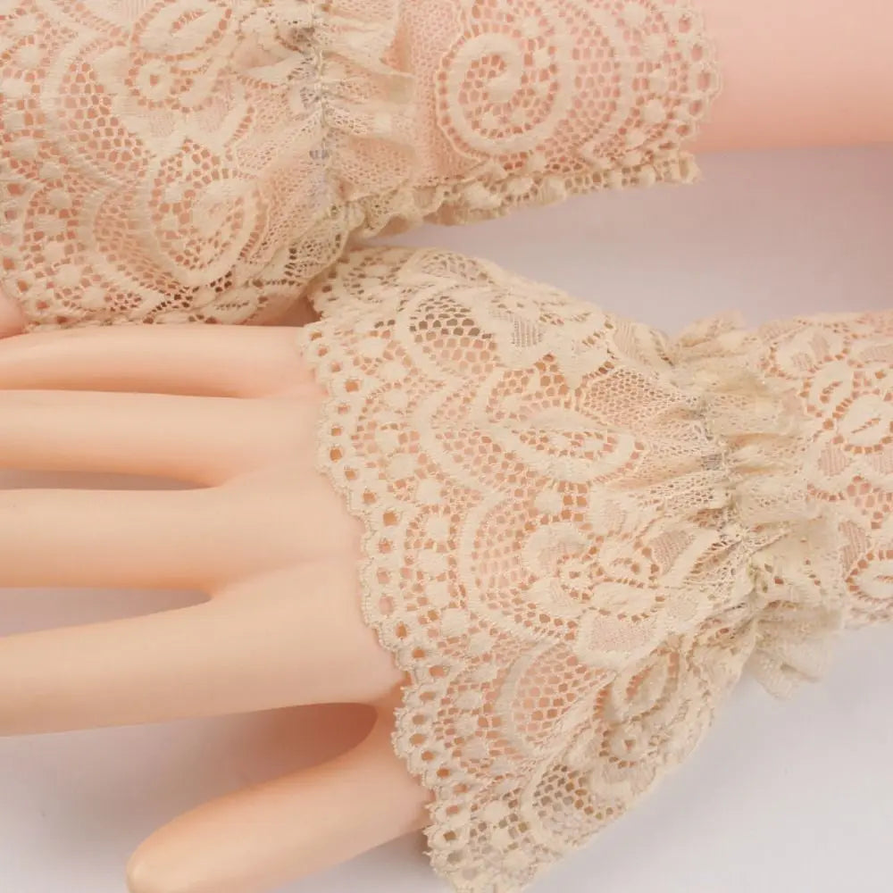 1Pair Sun Protection Arm Cover Scar Cover Sweater Decorative Detachable Sleeve Cuffs Fake Sleeve Lace Cuffs Ruffles Elbow Sleeve