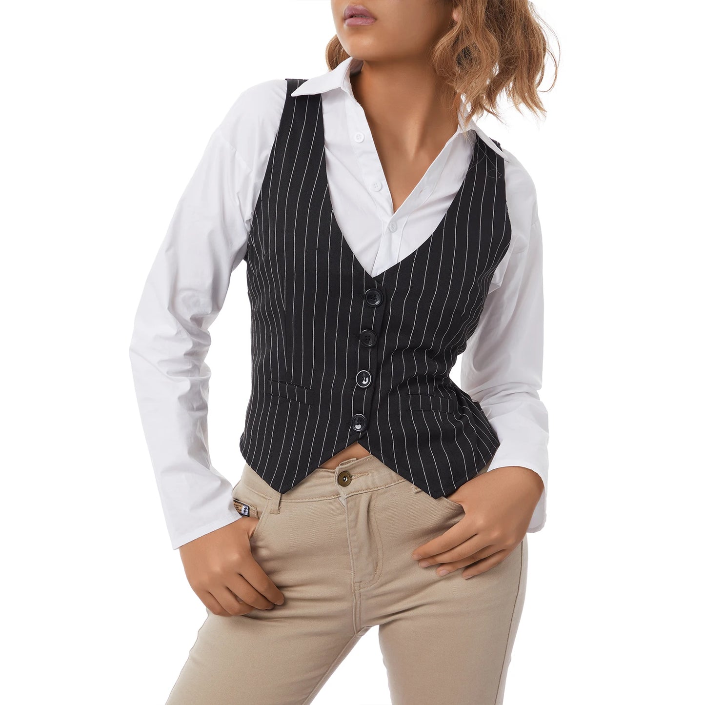 Captivating Women's New Sexy Y2k Female Waistcoat, Solid Color Striped V-Neck Sleeveless Tops Blouse Vest for Summer Dailywear
