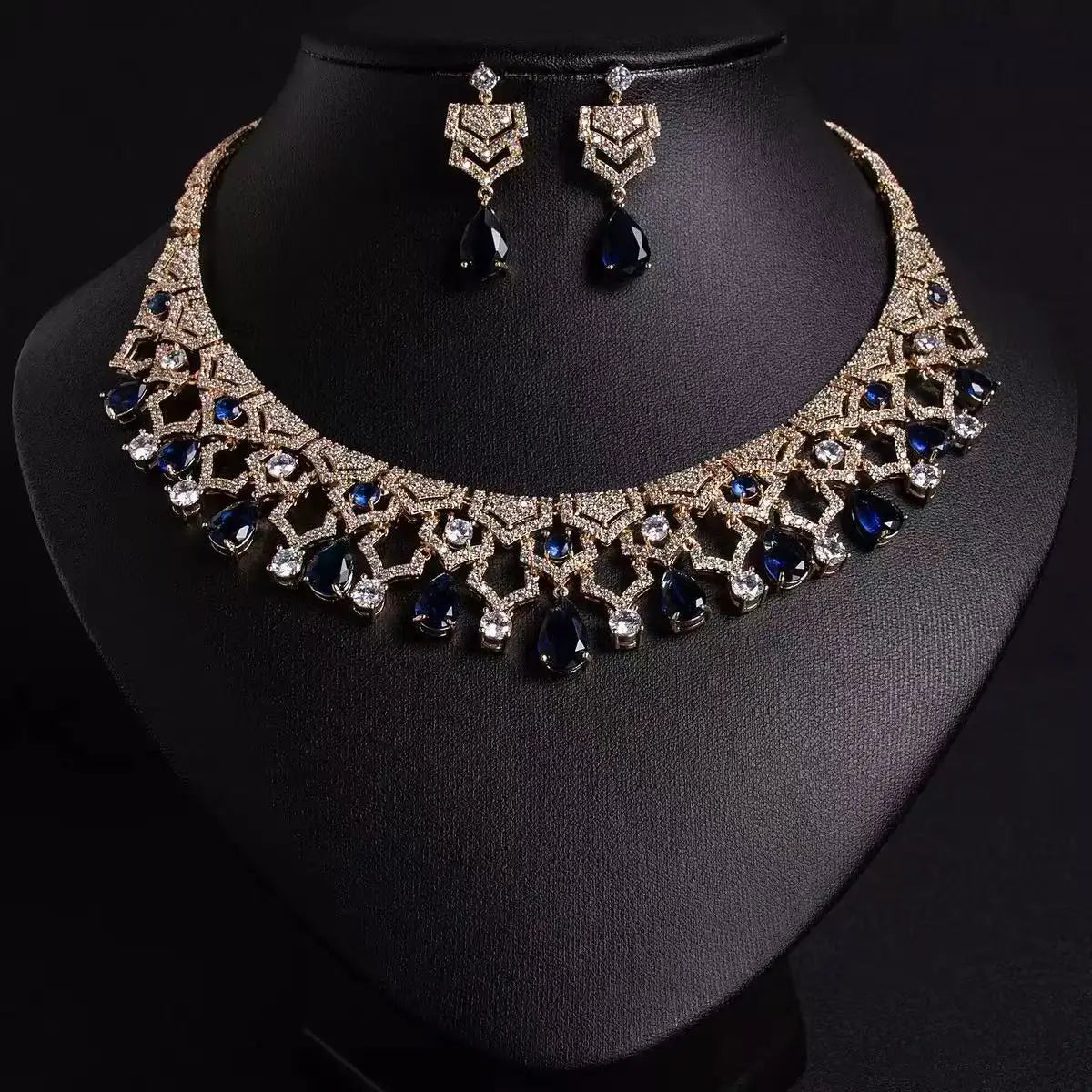Oil Painting CZ Necklace & Earrings Jewelry Set | Inspired by Esra Bilgiç